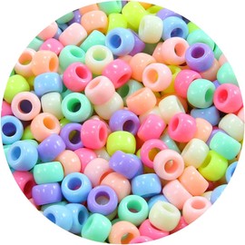 UCLEVER Colourful Pony Beads with for Threading Large Hole 6 x 9 mm Kandi Beads Craft Beads for Bracelets Necklaces Key Ring Jewellery Making Crafts (Macaron)