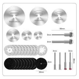 32Pcs Diamond Cutting Wheel Cut Off Discs, HSS Circular Saw Blades for Rotary Tool with Mandrels, Rotary Drill Set for Wood Plastic Metal Stone Diamond Cutting