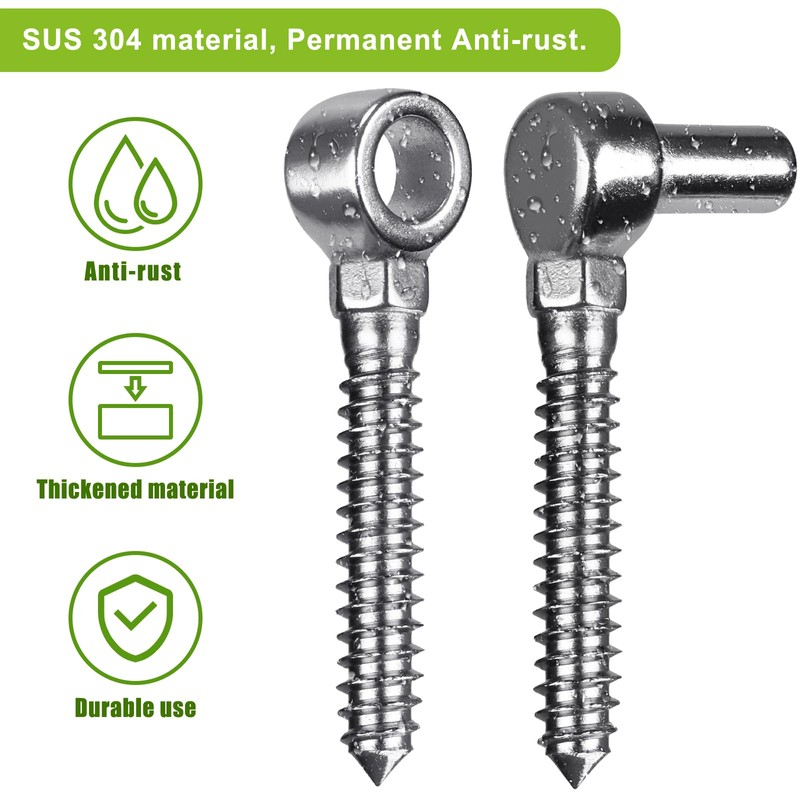 Insaga Cast 304 Stainless Steel Gate Hinges 2Pack Lag Screw