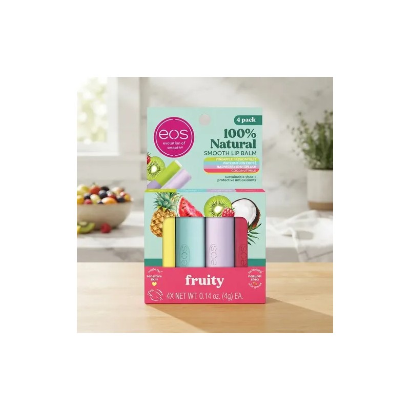 Eos 100 Natural Shea Lip Balm Variety Pack- Fruity 4