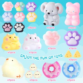 20 Pack Taba Squishy Toys - Fufu Squishy Sensory Kit, Taba Squishy Paw & Chick Designs, Squishy Fidget Toys for Stress Relief, Autism ADHD Sensory Toys, Party Favours & Gifts