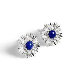 Lapis Lazuli Cornflower Stud Earrings in Silver, Flower Jewelry, Floral Studs, Blue Flower Earrings, Gift for Her