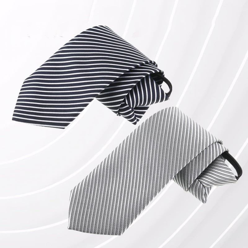 2PCS Men's Clip-on Ties - Solid Uniform Pre-tied Adjustable Neck