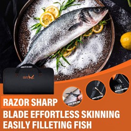 Golden Bird Filleting Knife Set - 5 Pcs Fishing Knife 5Cr15Mov Boning Knives with Protective Sheath, Sharp Blade for Meat Cutting, Non-Slip Handles Knives for with Storage Bag, Christmas Gifts for Men