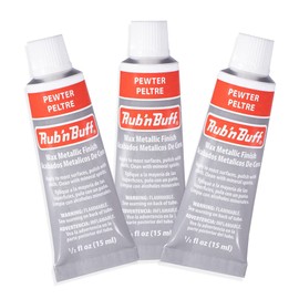 AMACO Rub n Buff Wax Metallic Finish - 3 Rub n Buff Pewter 15ml Tubes - Versatile Gilding Wax for Finishing Furniture Antiquing and Restoration - Rub and Buff Colors Set of Three