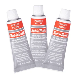 AMACO Rub n Buff Wax Metallic Finish - 3 Rub n Buff Pewter 15ml Tubes - Versatile Gilding Wax for Finishing Furniture Antiquing and Restoration - Rub and Buff Colors Set of Three