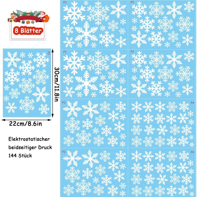 Christmas Window Stickers, Reusable PVC Double-Sided Window Stickers, Christmas Decoration