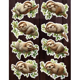 Handmade Sleeping Sloth Die Cut Vinyl Stickers Set Scrapbooking Laptop Water Bottle