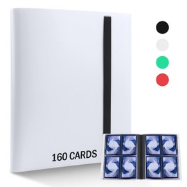 RISVOWO Scrapbook for Cards, 160 Compartments, Waterproof, Elastic Strap, White, 21 cm x 18 cm