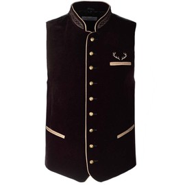 Goldschmidt Trachten Tim Traditional Vest | Vest Made of Velvet | Gilet Men's Simple, black