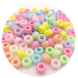 1900+ Pony Bead Bulk 6x9mm Multi-Colored Plastic Craft Beads Set, Bulk Hair Beads for DIY Crafting Jewelry Making Bracelets