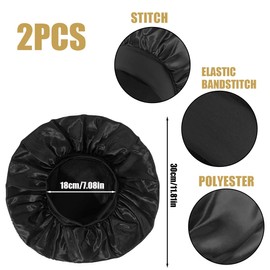 IKOPFLN 2 Pieces Bonnet Sleep Cap, Satin Bonnet Night Sleep Cap, Curls, Breathable Sleeping Cap, Double Layer Night Cap, Adjustable Sleeping Cap, for Women and Girls (Black + Red), a