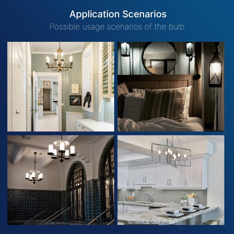 FLSNT Dimmable LED Candelabra Bulbs, 60W Equivalent LED Chandelier Light