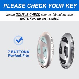 WiiLemz Key Fob Cover for Hyundai with Key Chain, Upper Leather + Soft TPU Car Key Case Shell Protector Fit for Ioniq 6 Grandeur GN7, KONA, Elanrtra, Santa Fe, Sonata, Tucson (BROWN, 7 BUTTONS)