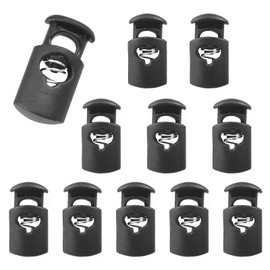 YINKE Spring Cord Stoppers, Hole Diameter Approx. 0.3 inches (8 mm), Black, Cord Lock, Barrel Shape, For Repair, Sportswear, Toggle Stopper, Replacement, Rucksack, Multi-Purpose (10 Pieces), Black