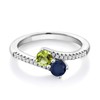 Gem Stone King 925 Sterling Silver Green Peridot and Blue