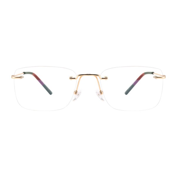 SHINU Rimless Glasses Anti Blue Light Glasses Sleep Better Eyewear ANB31317, C2 Gold