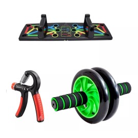 Ele-Gate Kit De Ejercicios Tabla Push Up / Pinza Mano / Rueda Abdomen
