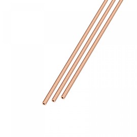 sourcing map Copper Tube (2mm OD x 0.5mm Wall T x 300mm L) 3Pcs, Straight Tubing - for Home Furnishing, Machinery, DIY Handicraft
