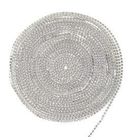 Fest 1 Volume 11 Yards 3MM Crystal Rhinestone Closed Chain Ornament, Used to Make DIY Decorative Jewelry, Silver Crystal Claw Chain, Rhinestone Cup Chain, Diamond Chain, Transparent Trim