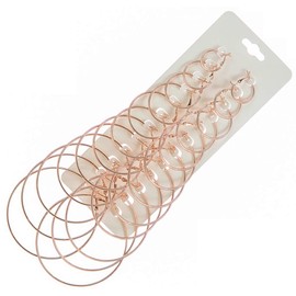 12 Pairs Hoop Earrings Set Big Circle Earring Fashion Jewelry for Women Girls,Dia 2-7.5cm (Rose Gold)