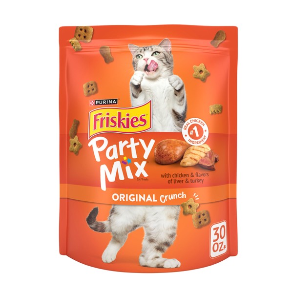 Purina Friskies Made in USA Facilities Cat Treats, Party Mix Original Crunch - 30 oz. Pouch
