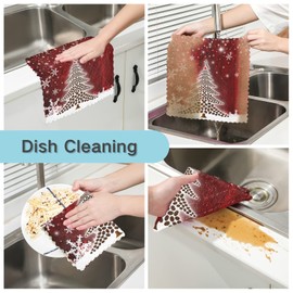 Paquete de 6 toallas de cocina reutilizables para árbol de Navidad, paños de limpieza para cocina