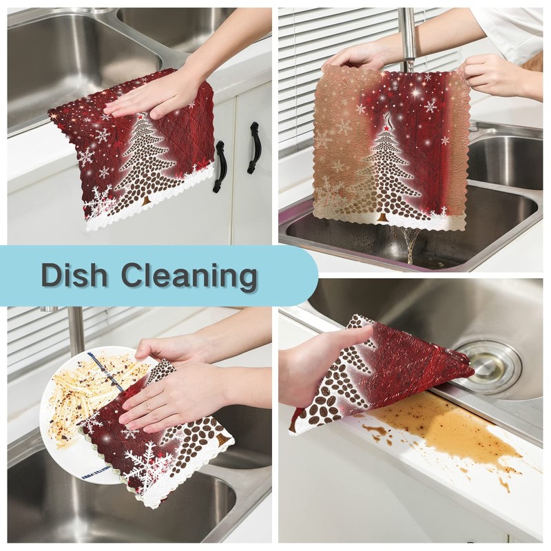 Paquete de 6 toallas de cocina reutilizables para árbol de