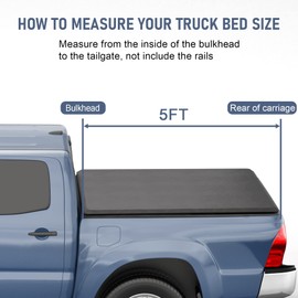 CARMOCAR Soft Tri-Fold Truck Bed Tonneau Cover for 2016-2024 Replacement for Toyota Tacoma Bed Cover 5ft,Truck Bed Accessories with Led Light