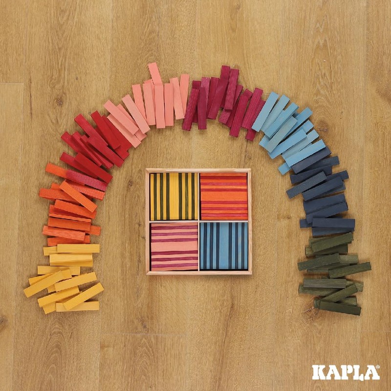 KAPLA 100 Octocolor Case - Wooden Construction Set 100 Colored