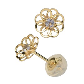 Four Leaf Clover: Ma739 Flower Tanzanite Earrings, December Birthstone, 10k K10, 10K Gold, Delicate, Cute, Women's, Tanzanite