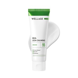 WELLAGE Cica Calming Cream - Korean Face Soothing Moisturizer, High Purity Madecassoside with Centella Asiatica Panthenol - Calms Sensitive Skin, Anti-Redness & Rosacea, Anti-Scaling & Blemish, 2.7oz