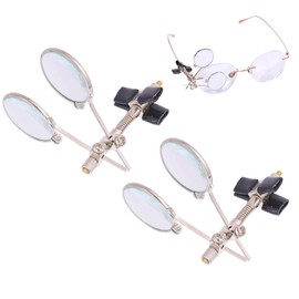 CHGCRAFT 2 pcs Jeweller's Eye Loupe Steampunk Lens Clip on Retro Handheld Magnifying Glass for Reading Senior Low Vision Map Inspection Handcraft Hobby, Clear, 0.39x 2.36x 2.56inch