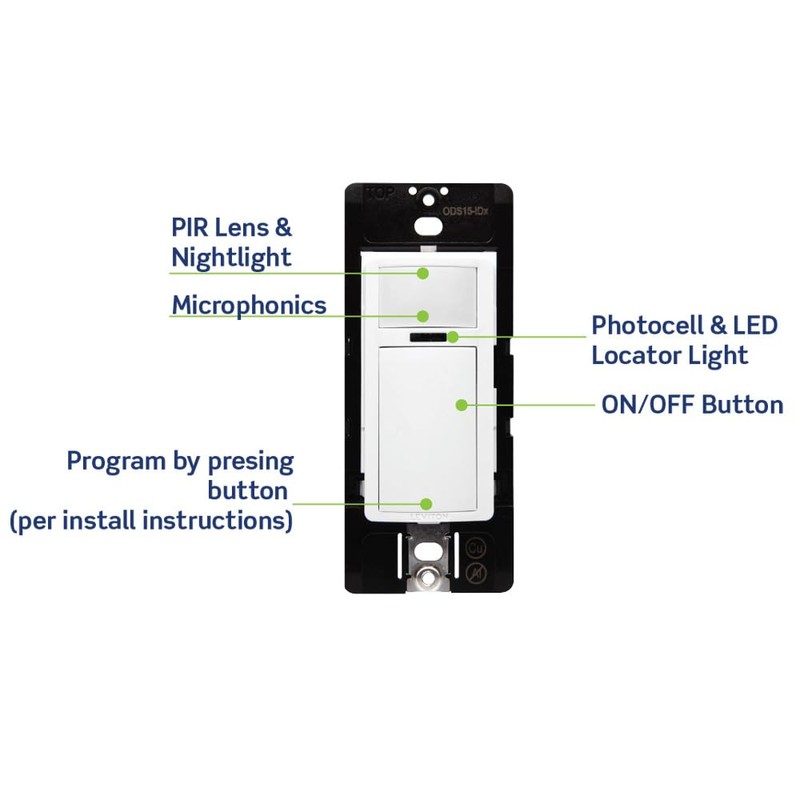 Leviton Smart Wallbox Sensor, PIR 15A Switching, 120-277VAC, App Configurable