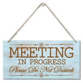 Meeting in Progress Wood Decor Sign, Please Do Not Disturb Decor Wooden Signs, Hanging Printed Wall Plaque Wood Signs, Door Wood Sign Decor, Door Sign for Office Commerical 12x6 inch