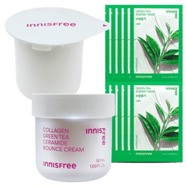 Innisfree Collagen Green Tea Ceramide Elasticity Barrier Cream 50mL+Refill+ / 이니스프리 콜라겐 그린티 세라마이드 탄력장벽 크림 50mL+리필+