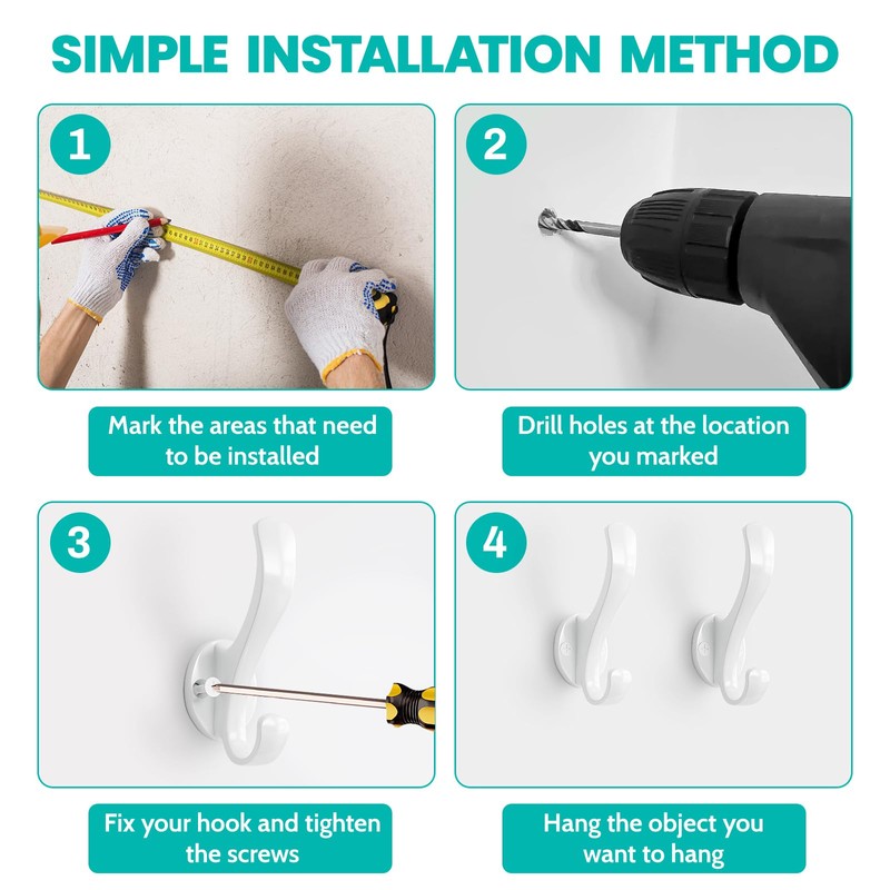 Ruiziiz Coat Hooks Heavy Duty - Easy to Install Metal