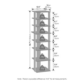 Furinno Compact 8-Tier Vertical Space Saving Free Standing Corner Shelf, Display Rack, Espresso