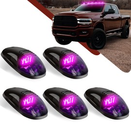 AOXLFU 5 Pack Purple Cab Lights,16 LED 12V Top Marker Clearance Light with Smoke Finish for Roof and Running, Compatible with Dodge Ram 1500 2500 3500 4500 5500 2003-2018 Pickup Trucks