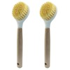 Jiozermi 3 Pcs Kitchen Dish Brush with Bamboo Handle, Dish