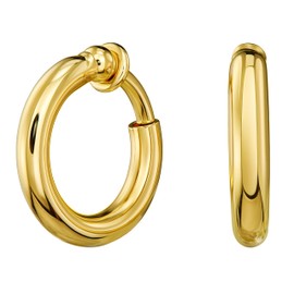 Traveller 155050 Women's Hoop Clip Earrings, Diameter 33 mm, Gold Colour, Crystal