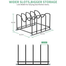 PLUVON Pot Lid Organizer Rack,1.6in Wide Cutting Board Organizer for Pan Lids,Baking Sheets,Cookie Sheets, with 4 Slots,Cutting Board Holder Rack(2PC-Medium)
