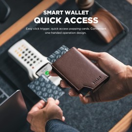 VULKIT Credit Card Holder RFID Blocking Leather Pop Up Card Wallet for Men Women with Banknote Compartment & Magnetic Closure