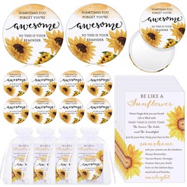 Cinnvoice 50 Set Inspirational Compact Mirror for Women Sometimes You Forget You're Awesome Makeup Pocket Purse Mirror Motivational Card for Back to School Teacher Nurse Coworker (Sunflower)