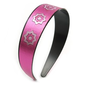 Wide Pink Leather Style Geometric Pattern Flex Alice/Hair Band/HeadBand - Adjustable