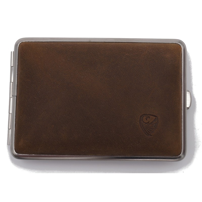 Germanus pill box case, made in Germany, large, brown