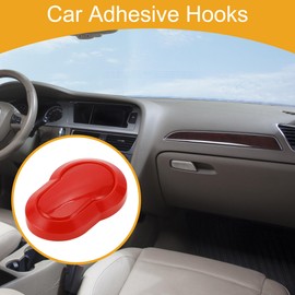 Partuto 1 Pcs Universal Car Storage Hooks for Every Car, SUV, Van, Truck Car Adhesive Hooks Sturdy ABS Red 2.09" x1.42