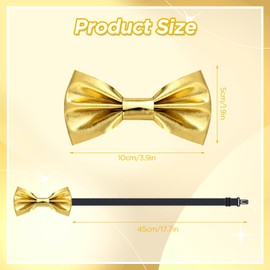 Neptniopllab Gold Glossy Boy's Bow Tie, Metallic Effect Leather Kids Bow Tie,Adjustable Pre-tied Bowtie for 4-12 years Boys Weddings Disco Events