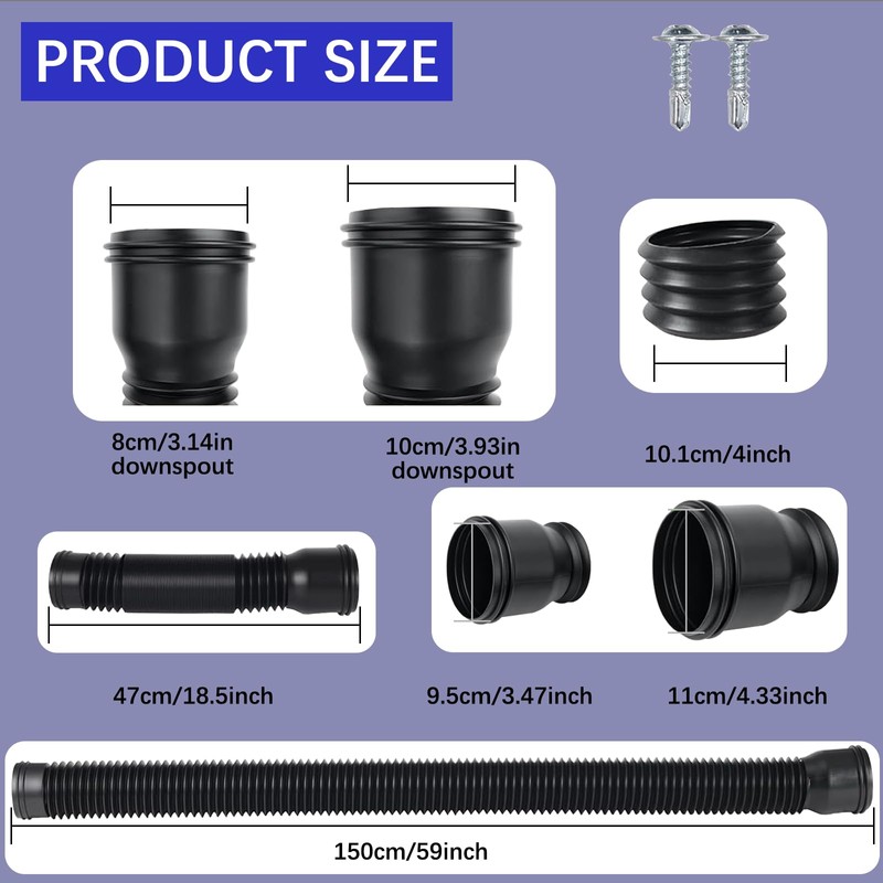 Rain Gutter Downspout Extensions Flexible, Drain Downspout Extender,Down Spout Drain