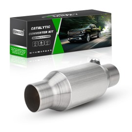 FOMIUZY 2.5 Inch Inlet/Outlet Universal High Flow Front Catalytic Converter Direct-Fit with O2 Port (EPA Compliant)